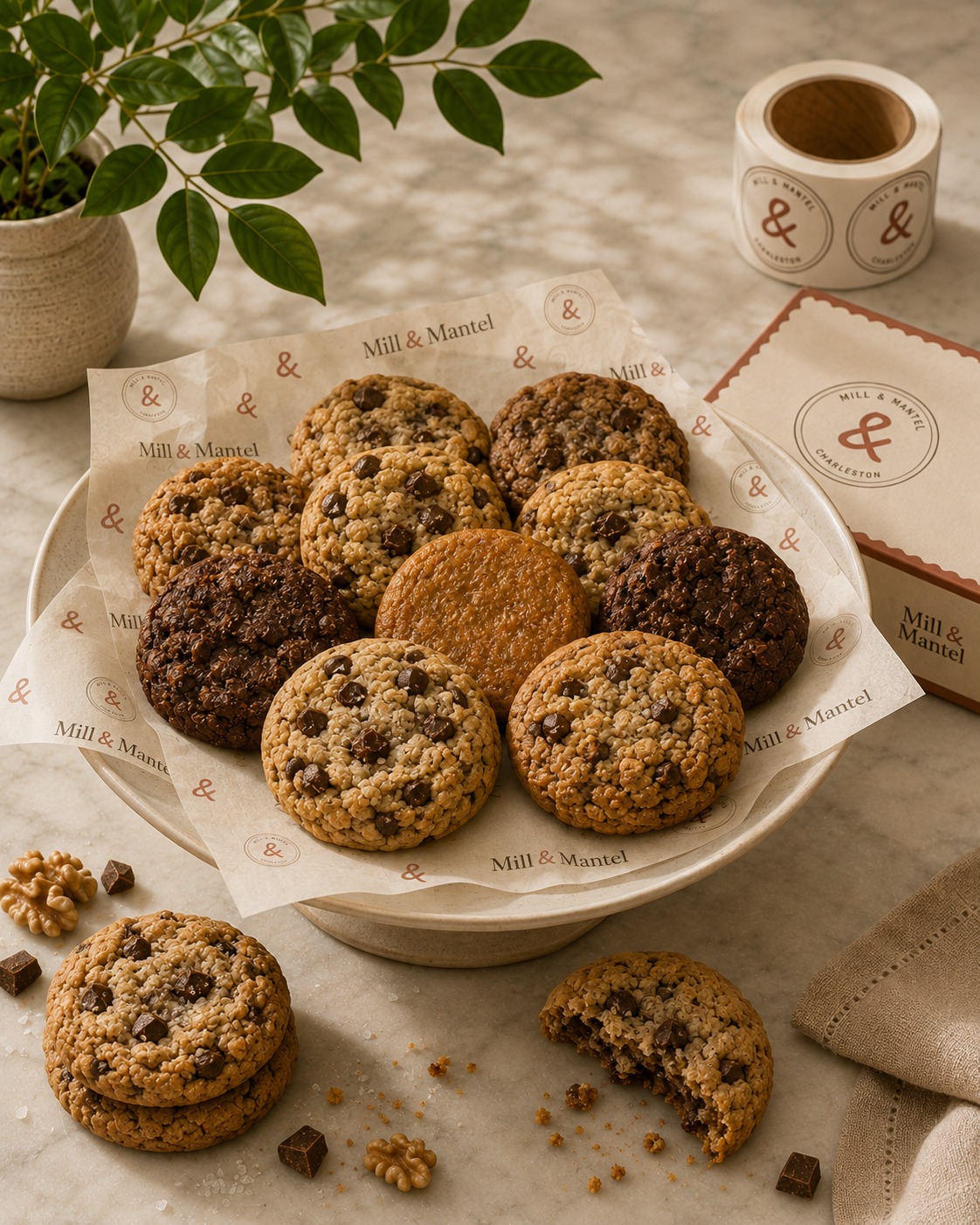 A plate of assorted cookies